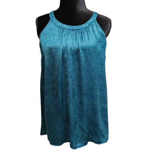 Torrid Teal Grecian Satin Charmeuse Sleeveless Goddess Neck Tank Plus Size 1X - Picture 4 of 9